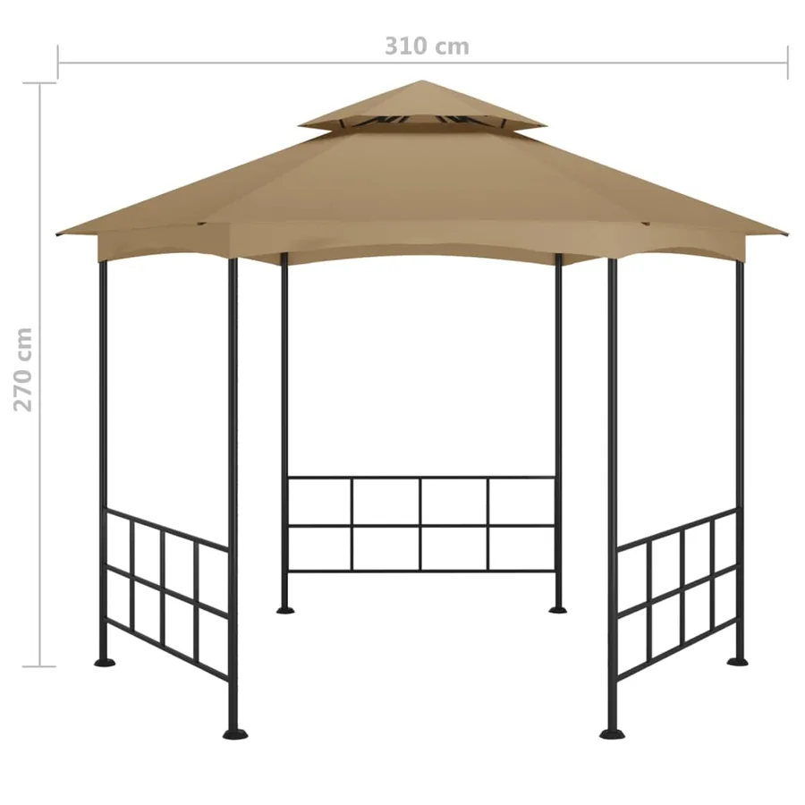 Belvédère avec parois 3,1x2,7 m Taupe - 6