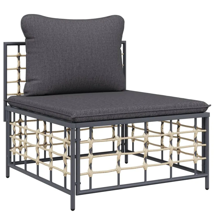 Salon de jardin 7 pcs avec coussins anthracite résine tressée - 5
