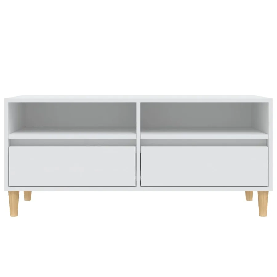 Meuble TV blanc 100x34,5x44,5 cm bois d'ingénierie - 6