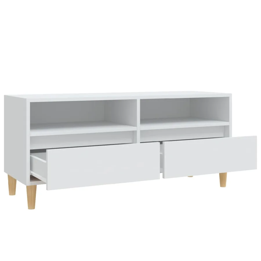 Meuble TV blanc 100x34,5x44,5 cm bois d'ingénierie - 8