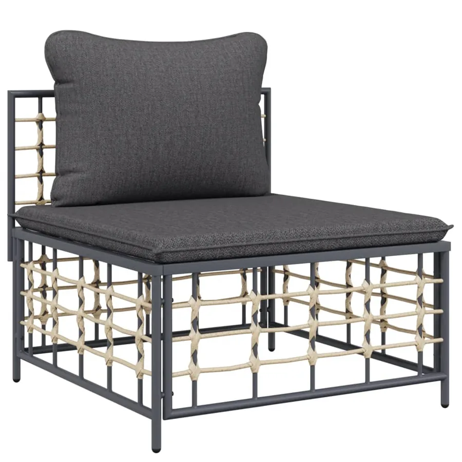 Salon de jardin 4 pcs avec coussins anthracite résine tressée - 5