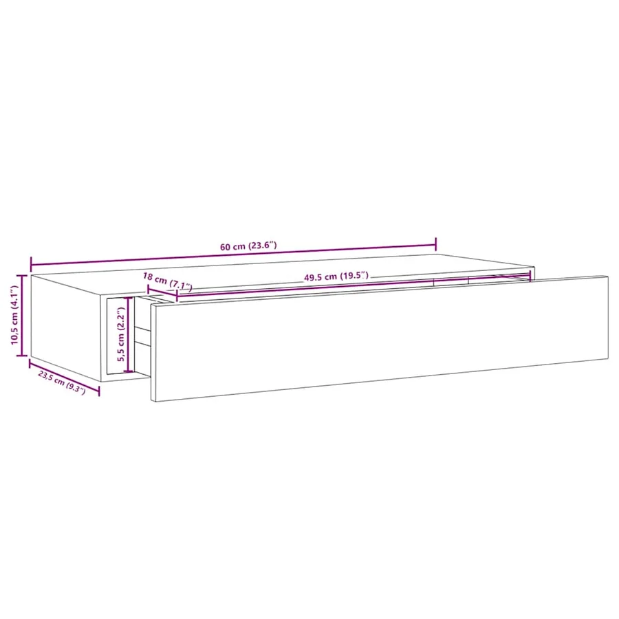 Étagères à tiroirs murales 2 pcs Blanc 60x23,5x10 cm MDF - 12
