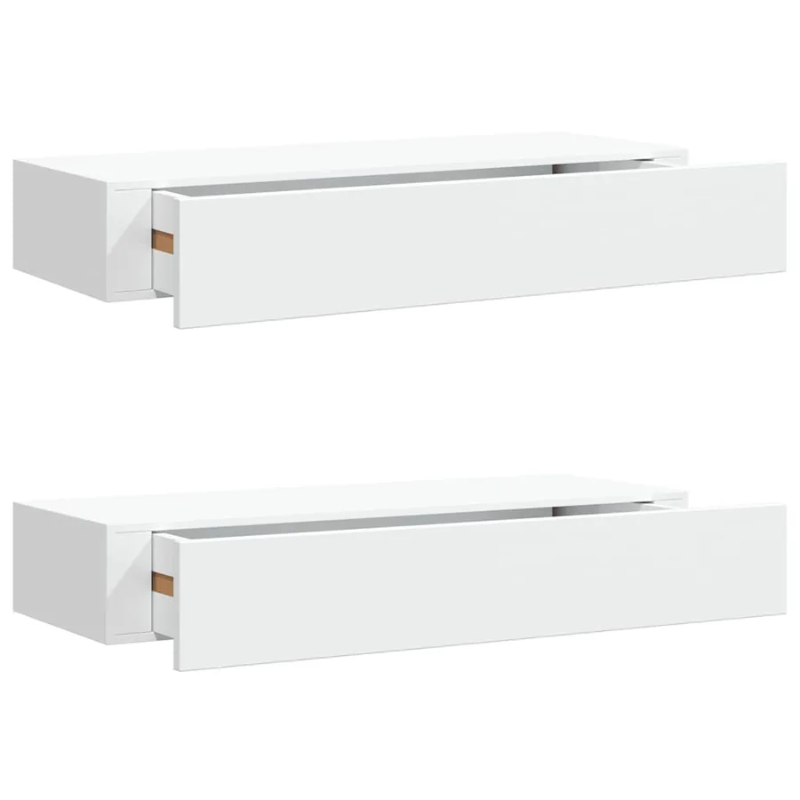Étagères à tiroirs murales 2 pcs Blanc 60x23,5x10 cm MDF - 2