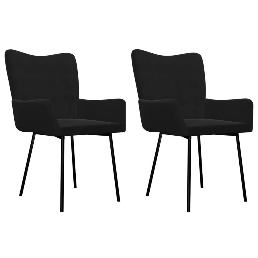 Chaises à manger lot de 2 Noir Velours - 2