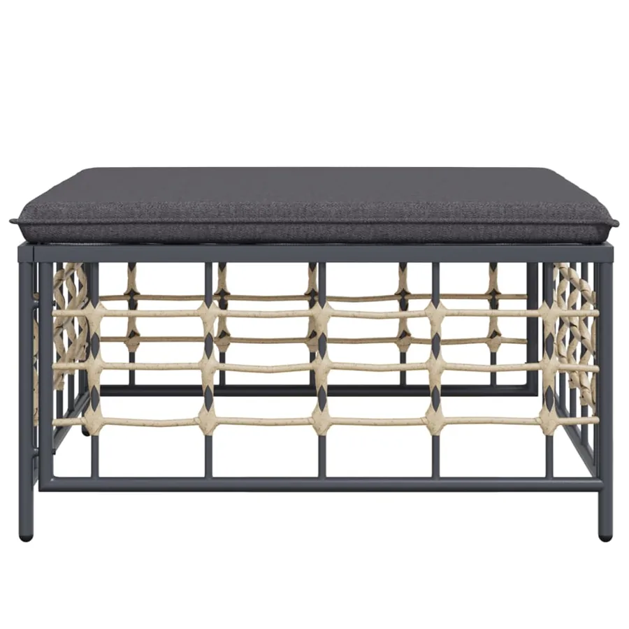 Tabouret de jardin avec coussin gris foncé résine tressée - 4