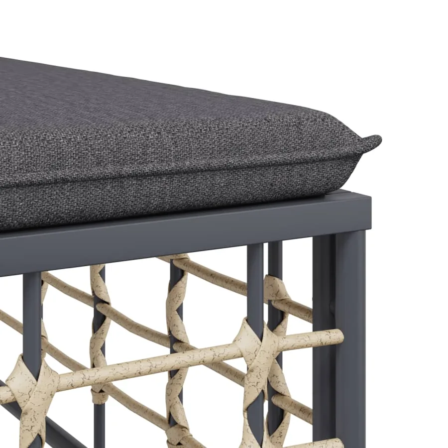 Tabouret de jardin avec coussin gris foncé résine tressée - 5