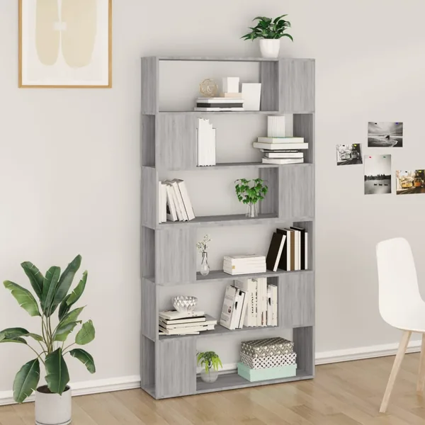 Bibliothèque/Séparateur de pièce sonoma gris 100x24x188 cm