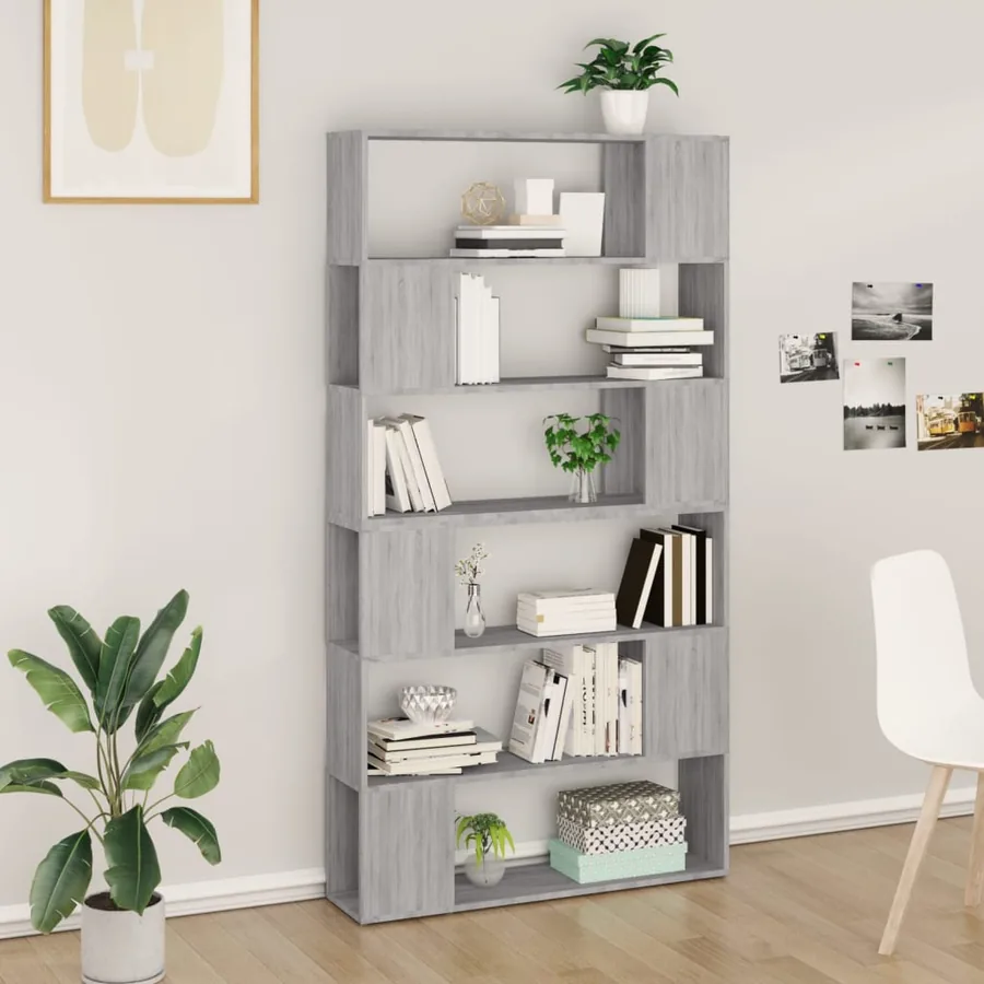 Bibliothèque/Séparateur de pièce sonoma gris 100x24x188 cm - 3