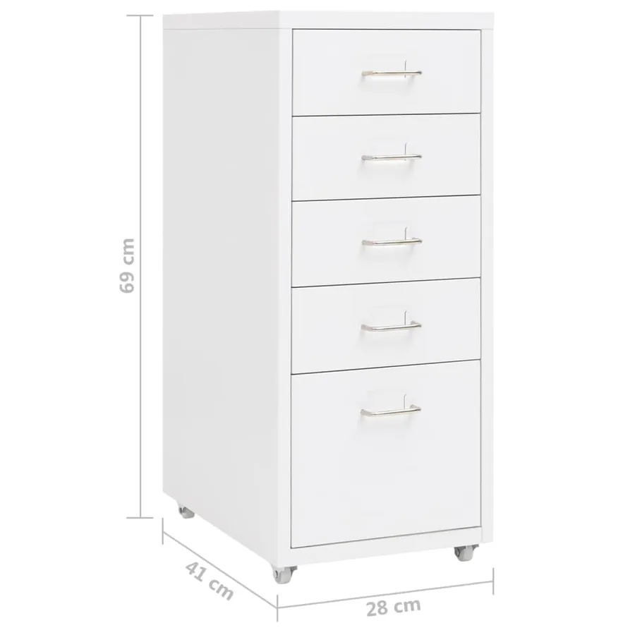 Classeur mobile Blanc 28x41x69 cm Métal - 8