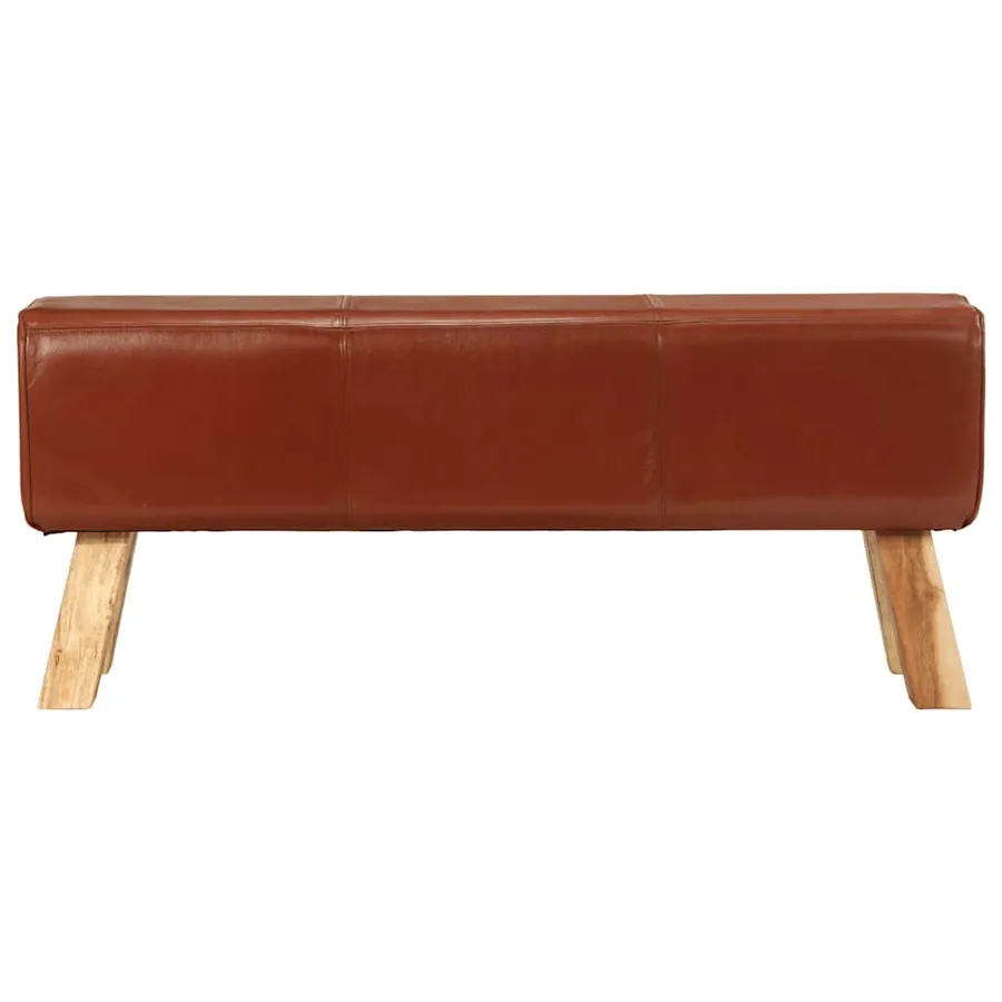Banc de bok de gymnastique marron 110 cm cuir véritable et bois - 2