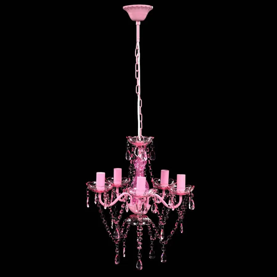 Lustre avec 5 ampoules Crystal rose - 2