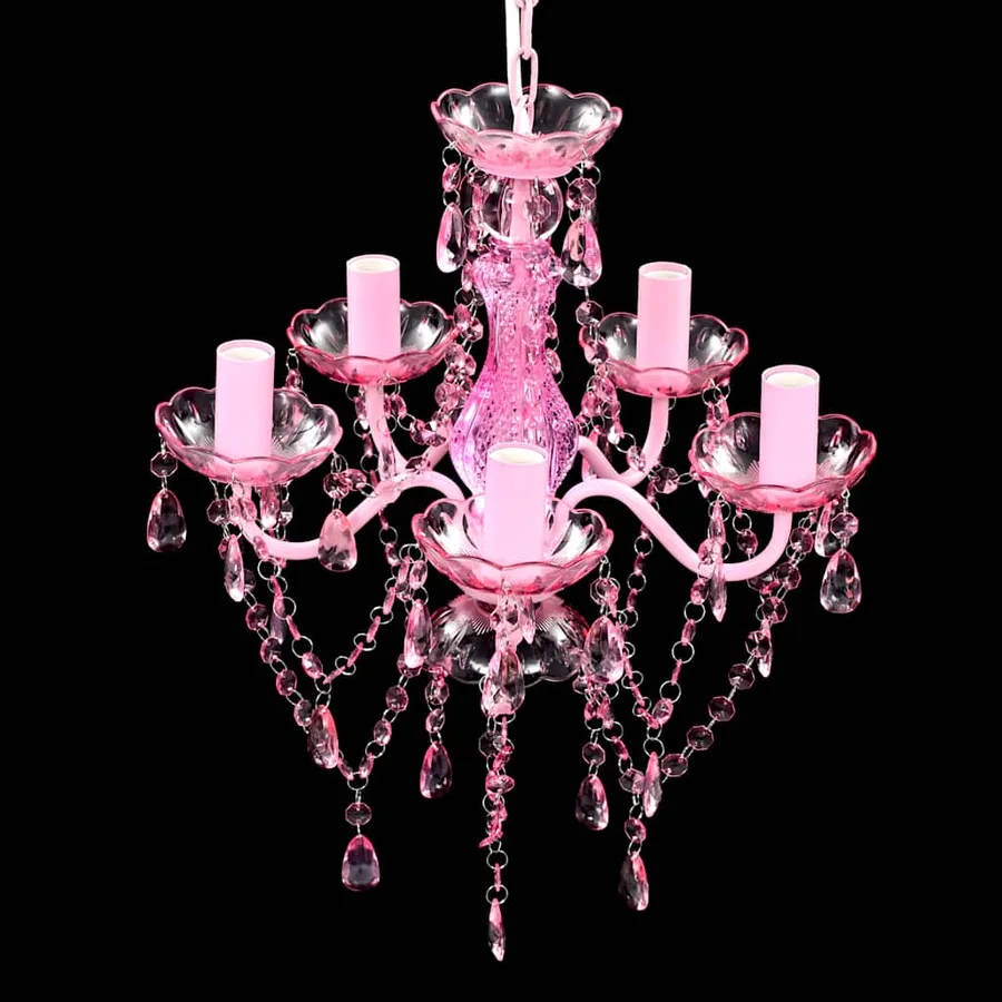 Lustre avec 5 ampoules Crystal rose - 4