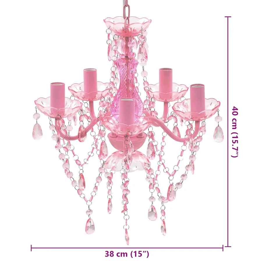 Lustre avec 5 ampoules Crystal rose - 9