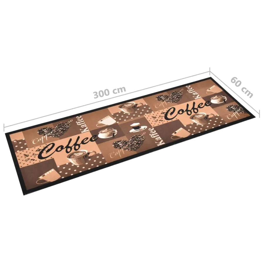 Tapis de cuisine lavable Marron café 60x300 cm - 5
