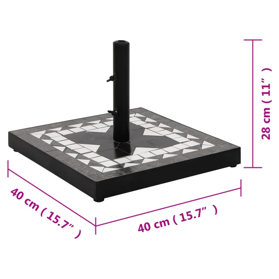 Base de parasol noir et blanc carré 12 kg - 7
