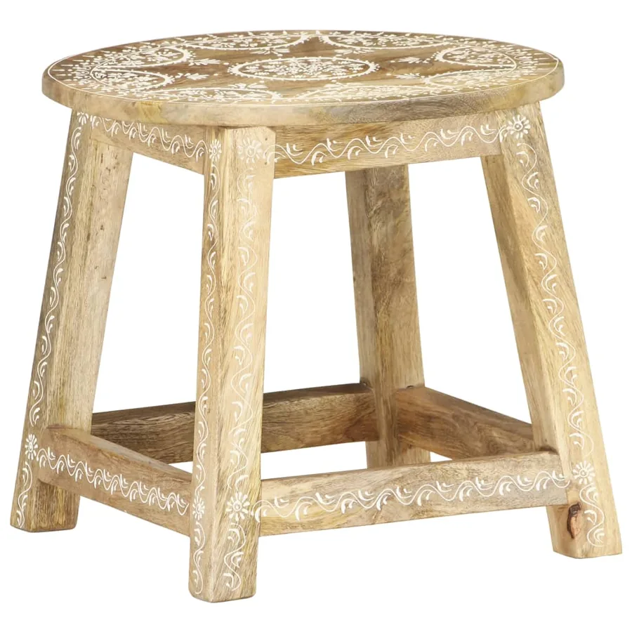 Tabouret peint à la main 38x38x35 cm Bois de manguier solide - 8