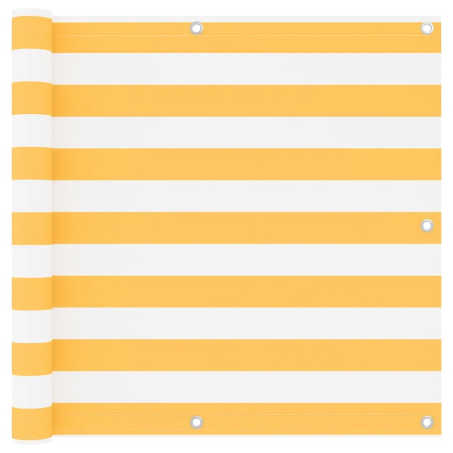 Écran de balcon Blanc et jaune 90x500 cm Tissu Oxford