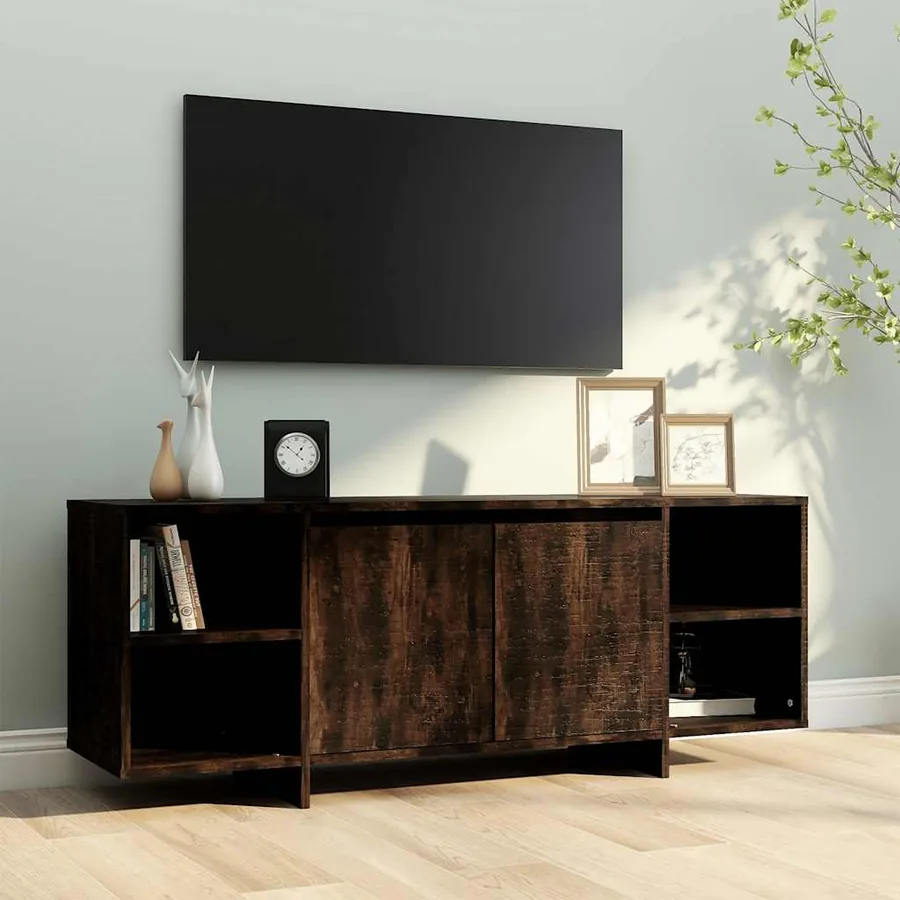 Meuble TV chêne fumé 130x35x50 cm bois d'ingénierie - 3