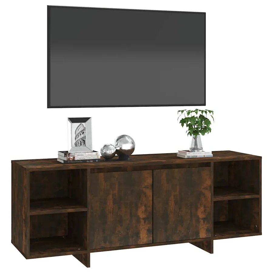 Meuble TV chêne fumé 130x35x50 cm bois d'ingénierie - 4