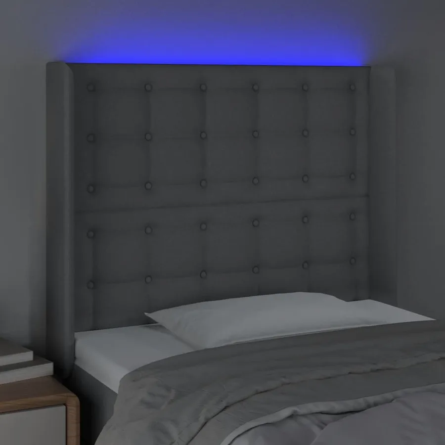 Tête de lit à LED Gris clair 103x16x118/128 cm Tissu - 4