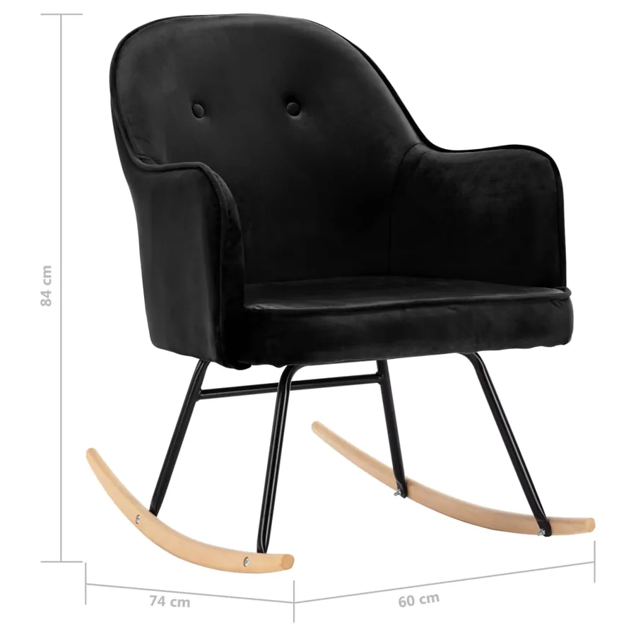 Chaise à bascule Noir Velours - 8