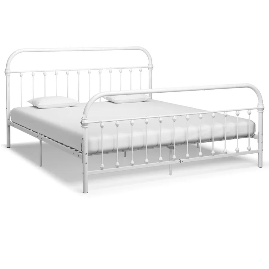 Cadre de lit sans matelas et tête de lit blanc 180x200 cm métal