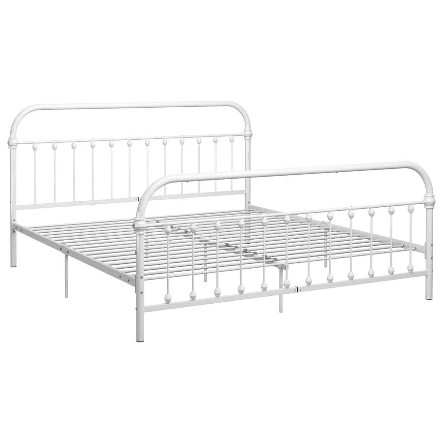 Cadre de lit sans matelas et tête de lit blanc 180x200 cm métal - 2