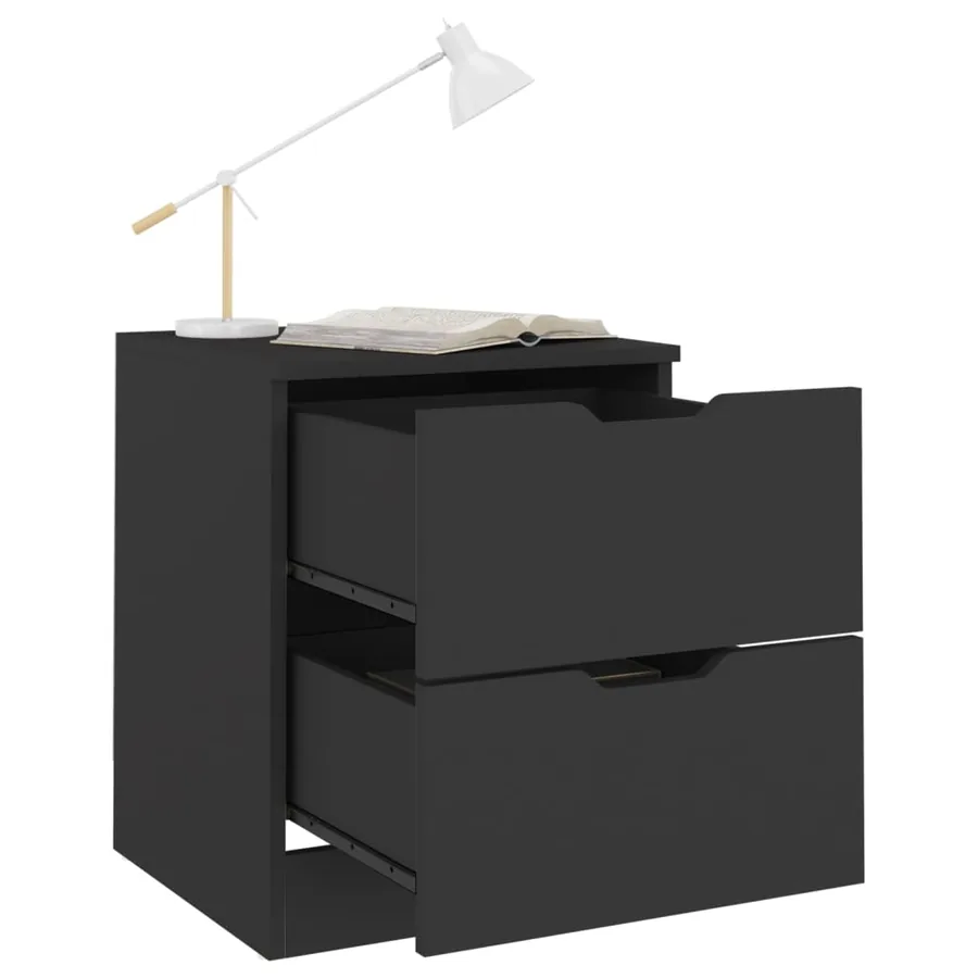 Tables de chevet 2 pcs noir 40x40x50 cm bois d’ingénierie - 6