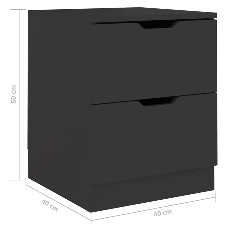 Tables de chevet 2 pcs noir 40x40x50 cm bois d’ingénierie - 7