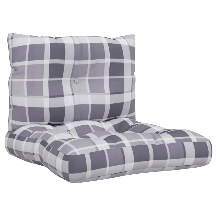 Coussins de palette lot de 2 motif à carreaux gris tissu - 2