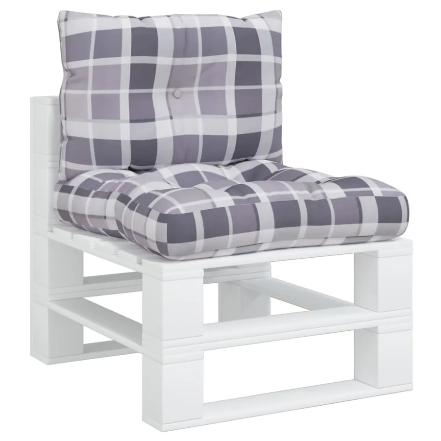 Coussins de palette lot de 2 motif à carreaux gris tissu - 3