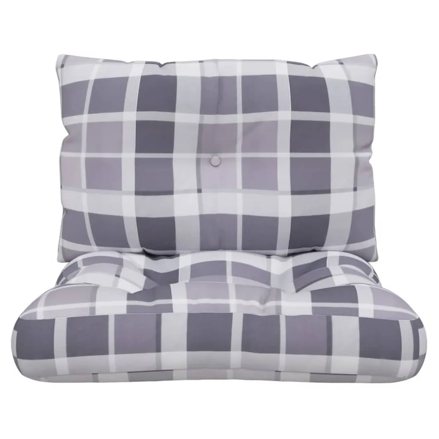 Coussins de palette lot de 2 motif à carreaux gris tissu - 5