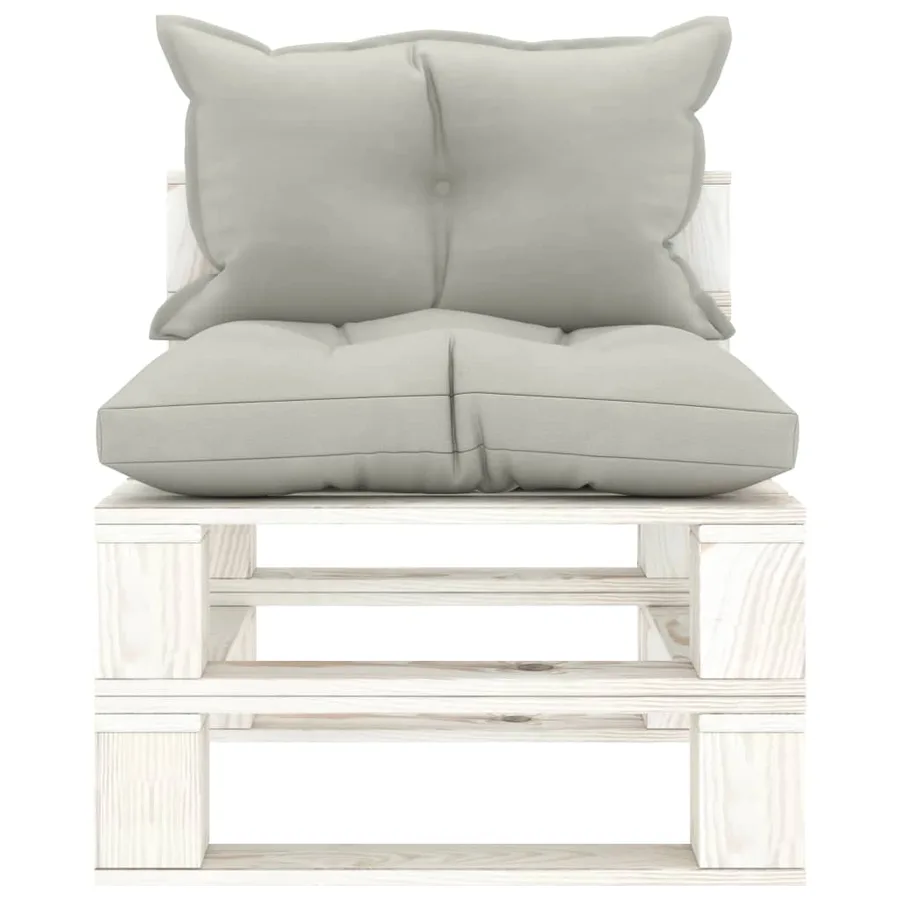 Canapé de milieu palette de jardin avec coussins taupe Bois - 2