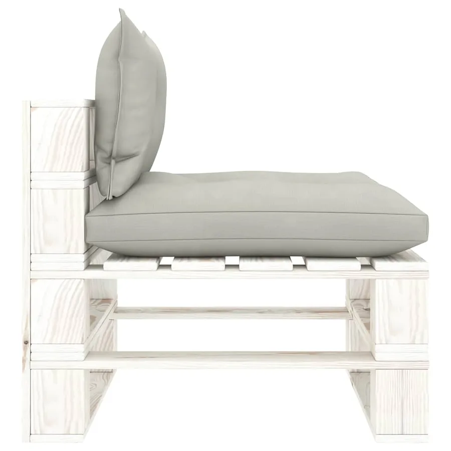 Canapé de milieu palette de jardin avec coussins taupe Bois - 3