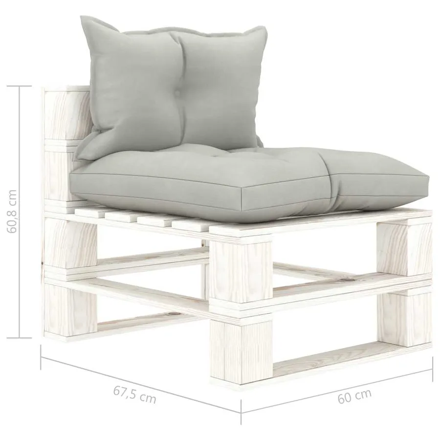Canapé de milieu palette de jardin avec coussins taupe Bois - 6