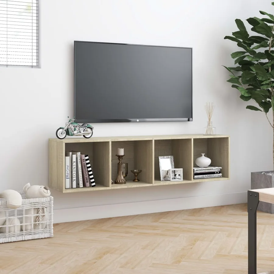 Bibliothèque/Meuble TV Chêne sonoma 143x30x36 cm - 4