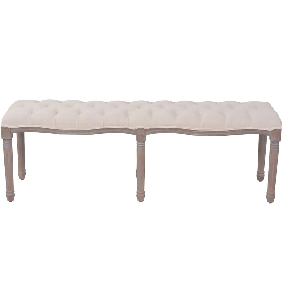 Banc Lin Bois massif 150 x 40 x 48 cm Blanc crème - 2