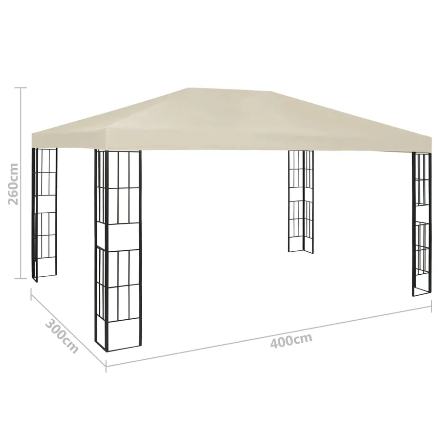 Tonnelle avec guirlande lumineuse à LED 3x4 m Crème - 11
