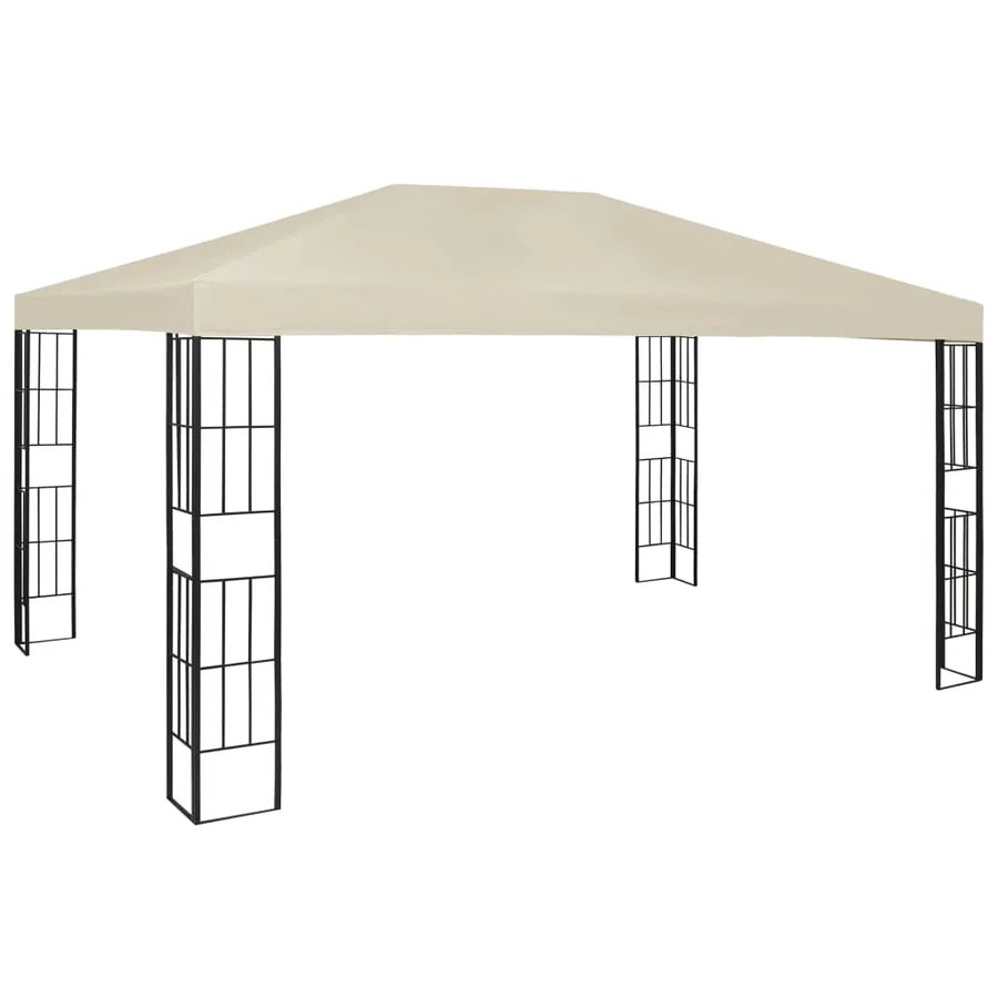 Tonnelle avec guirlande lumineuse à LED 3x4 m Crème - 3