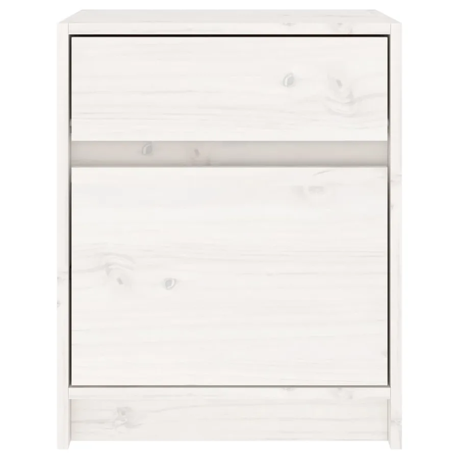 Table de chevet Blanc 40x31x50 cm Bois de pin massif - 7