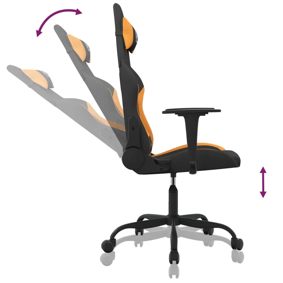 Chaise de jeu Noir et orange Tissu - 6