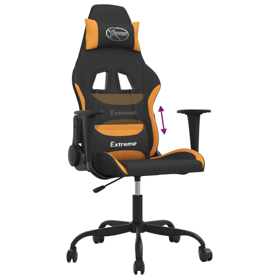 Chaise de jeu Noir et orange Tissu - 7