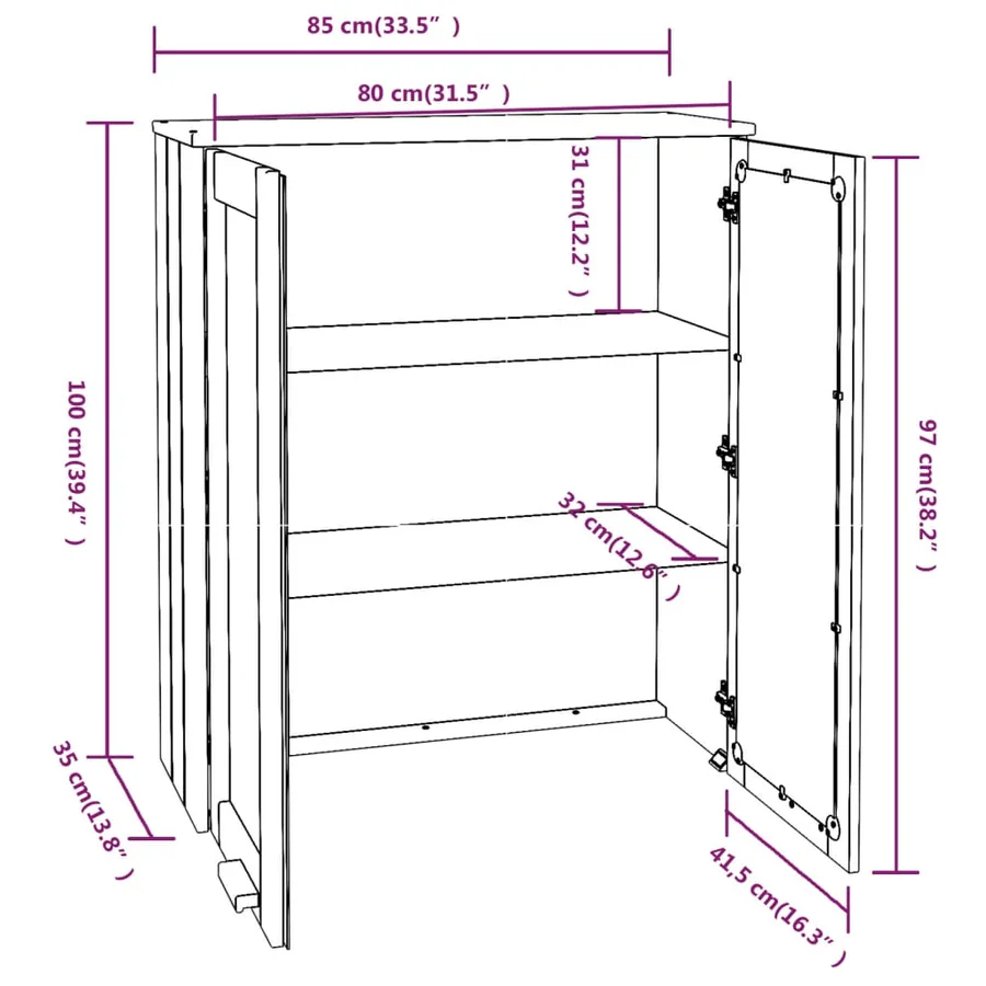 Dessus de buffet HAMAR Gris foncé 85x35x100 cm Bois de pin - 9