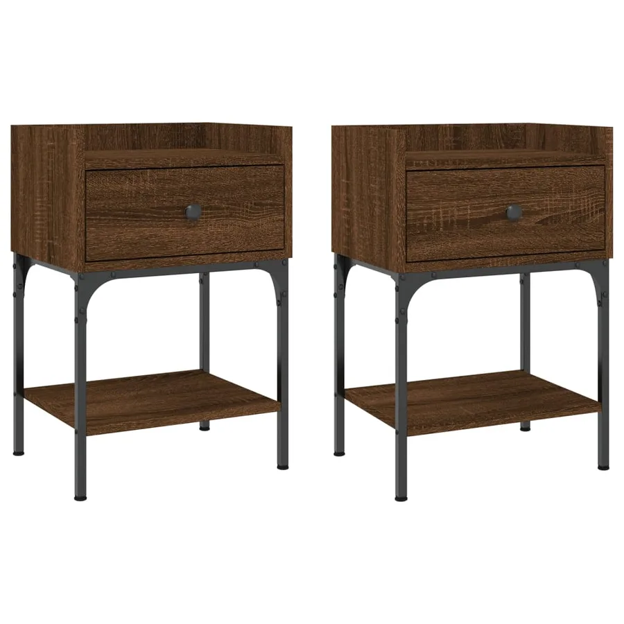 Tables de chevet 2pcs chêne brun 40,5x31x60cm bois d’ingénierie - 2