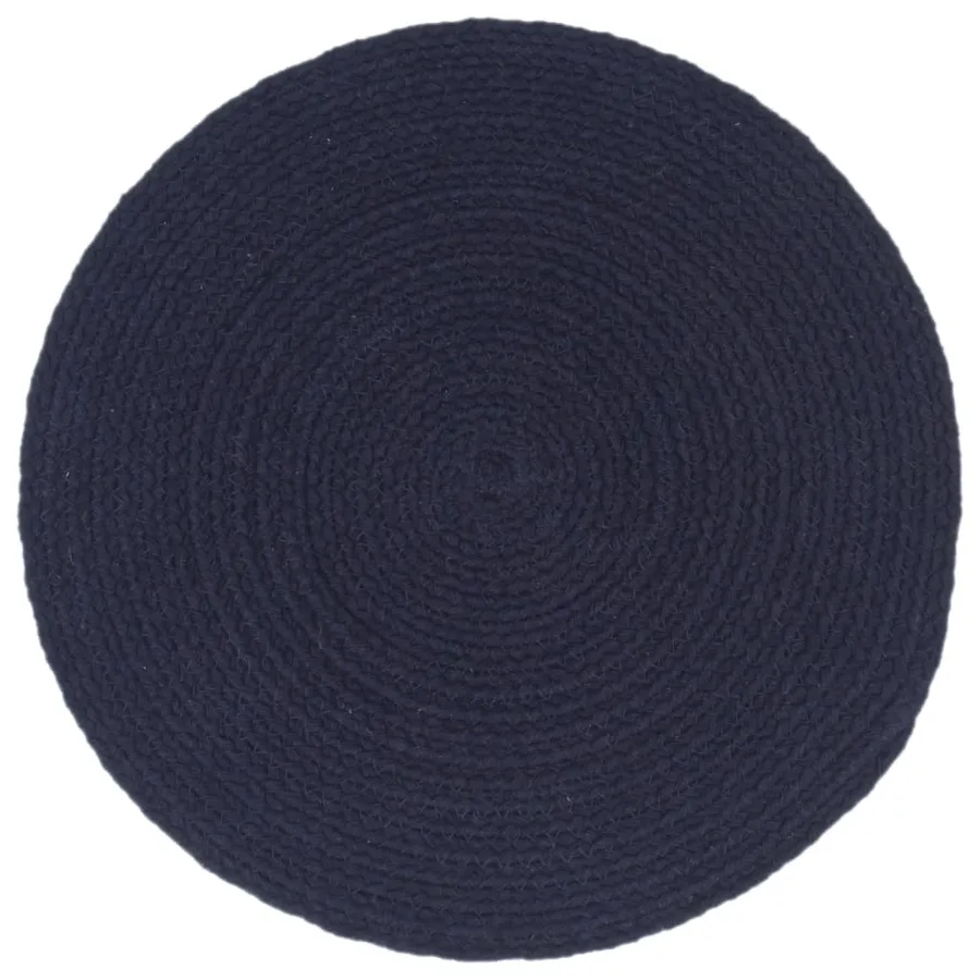Napperons 6 pcs Bleu marine Plain 38 cm Rond Coton - 2