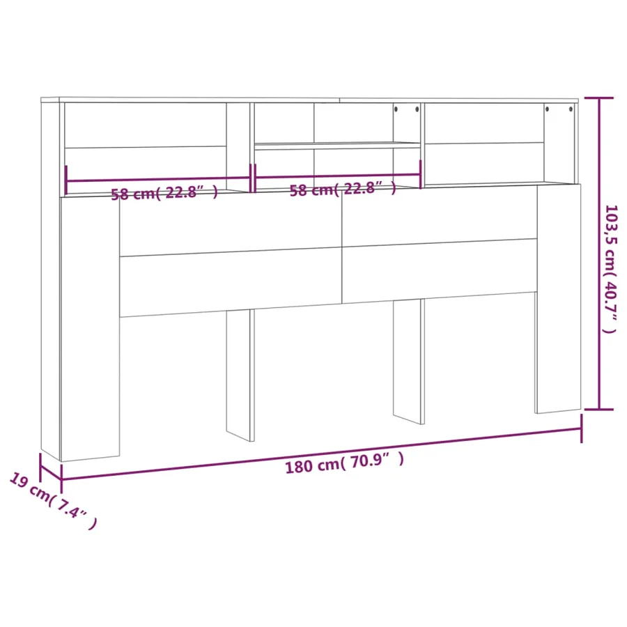 Armoire de tête de lit Chêne fumé 180x19x103,5 cm - 7