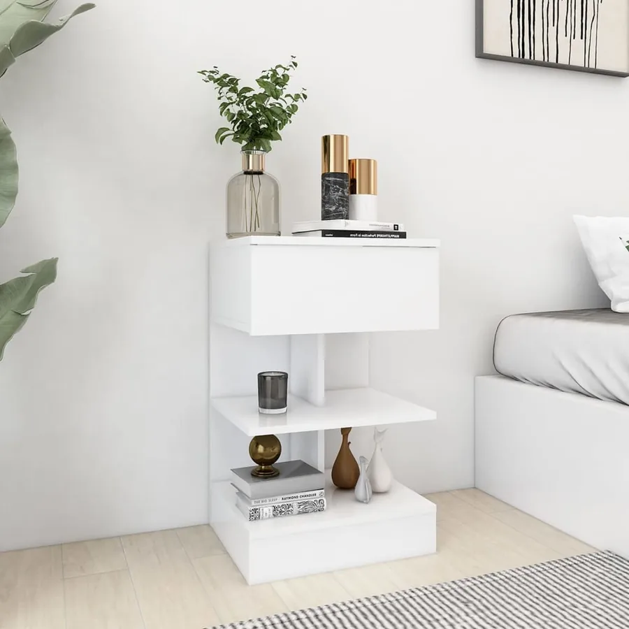Tables de chevet 2 pcs Blanc 40x35x65 cm Bois d’ingénierie