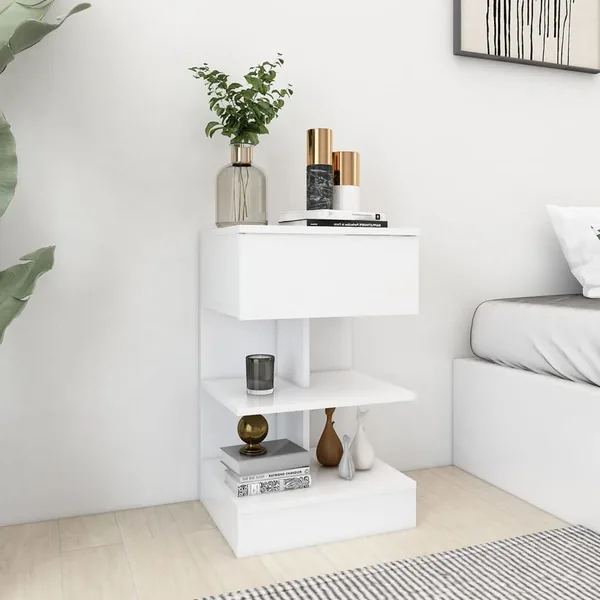 Tables de chevet 2 pcs Blanc 40x35x65 cm Bois d’ingénierie