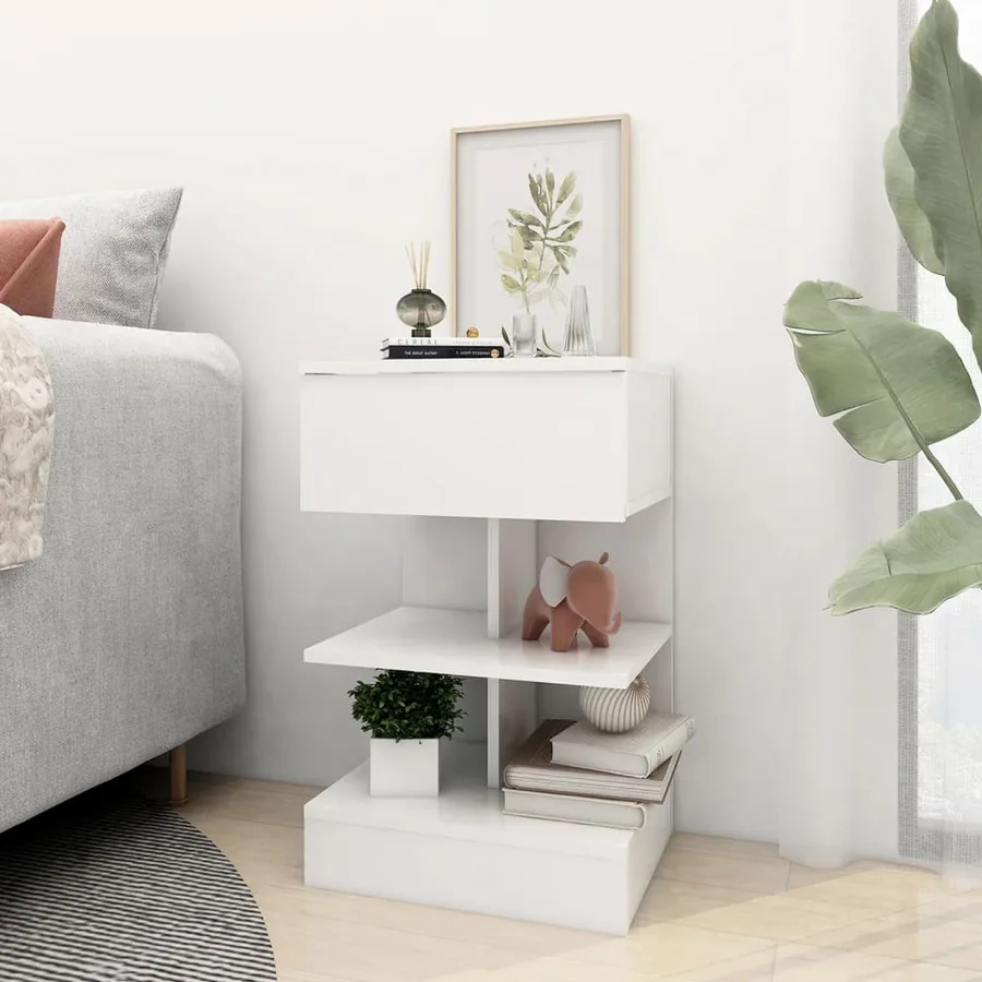 Tables de chevet 2 pcs Blanc 40x35x65 cm Bois d’ingénierie - 4
