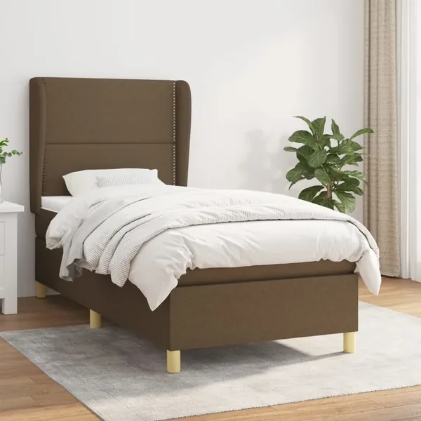 Sommier à lattes de lit avec matelas Marron foncé 100x200 cm